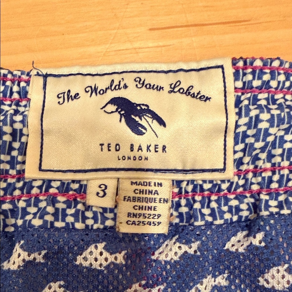 Ted Baker Men’s Tropical Floral Swim Trunks Pink Black Size 3 Medium - Picture 3 of 7